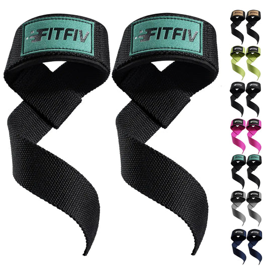 FITFIV Lifting Straps for Weightlifting, Lifting Wrist Straps for Gym Strength Training, Neoprene-Padded Wrist Cushion - Men & Women