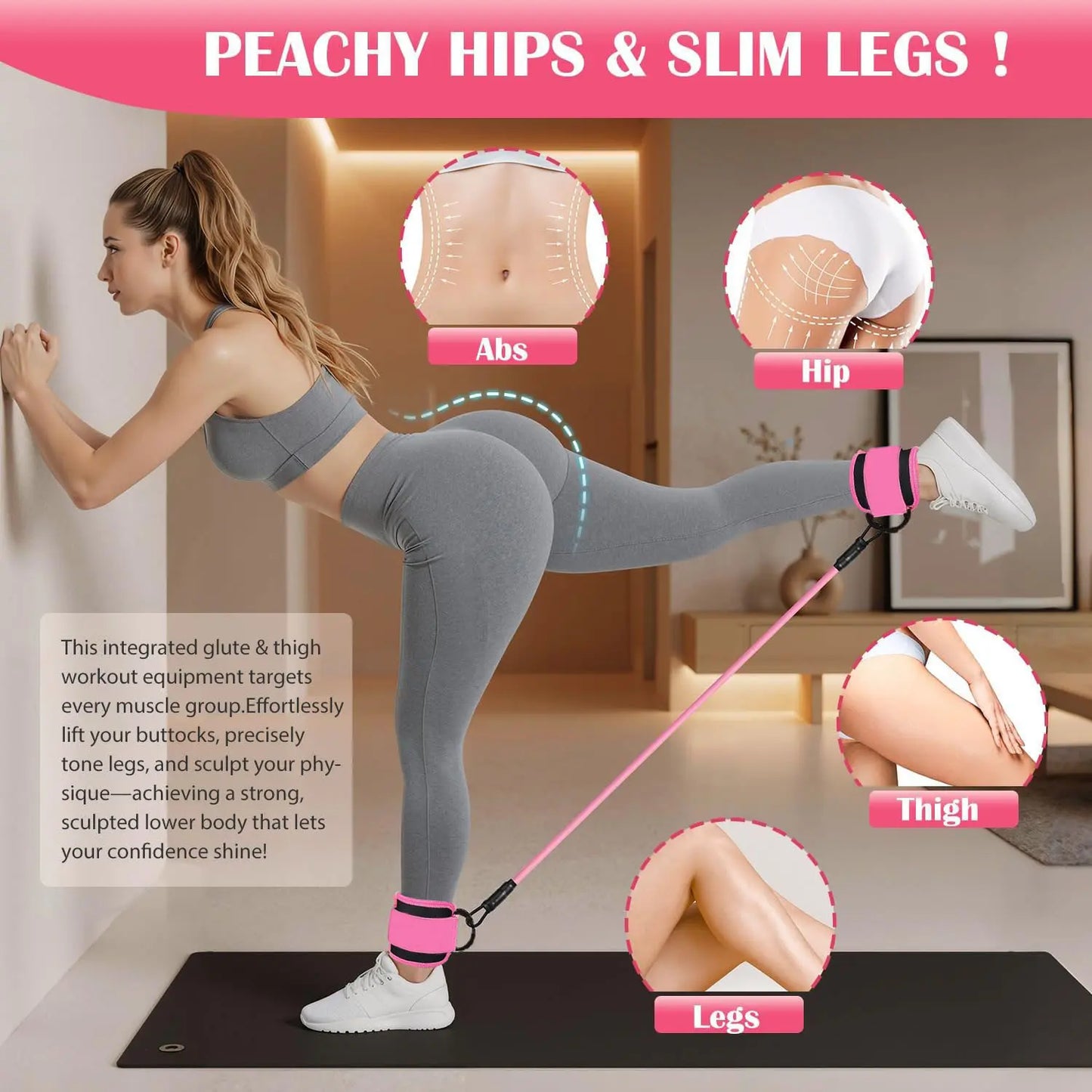 Ankle Resistance Bands with Cuffs, Workout Sets for Women, Resistance Bands for Working Out, Exercise Band for Leg Booty, Home Gym Workout Equipment, Ankle Weights Fitness Band Set Adjustable