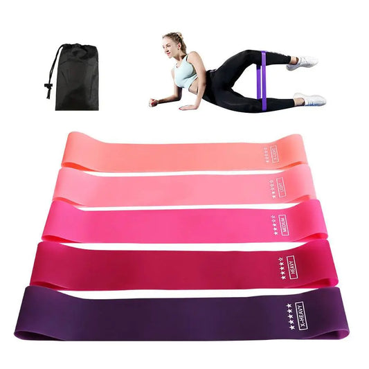 Resistance Band Set, 1- or 5-Count Yoga Pilates Elastic Bands, Fitness Stretch Bands for Leg and Arm Strength Training, Exercise Equipment for Home Gym, Valentine'S Day Gift