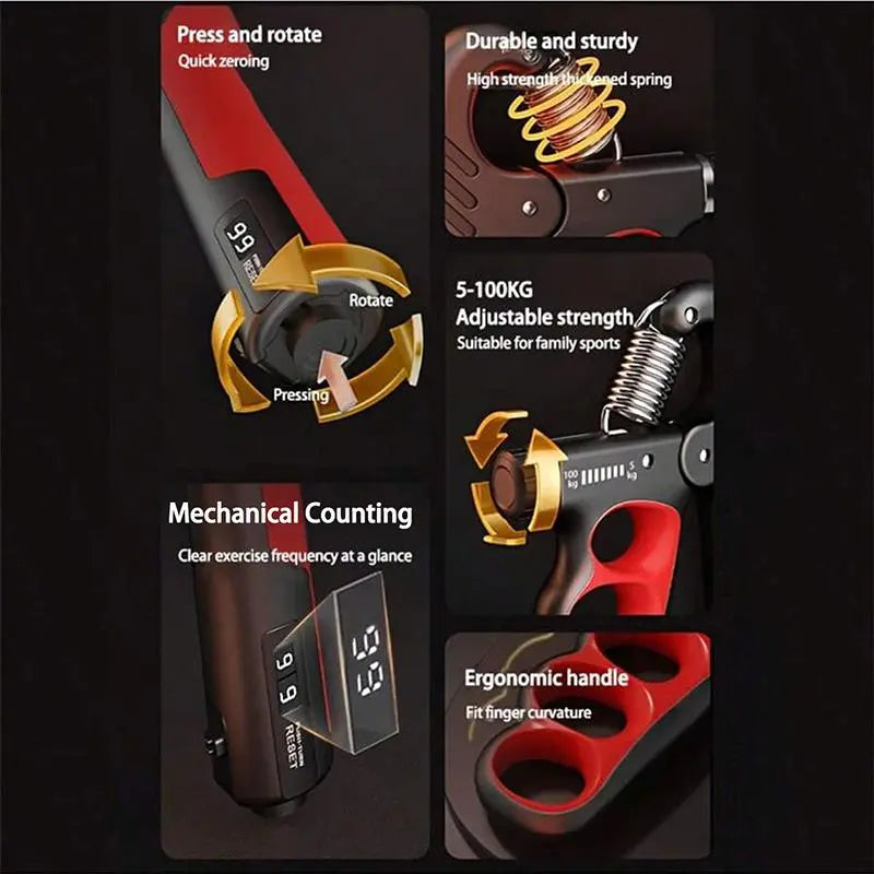 LINGPENG Adjustable Hand Grip Strength Trainer, 1 Count 5-100Kg Hand Grip Strengthener with LCD Display, Forearm Grip Strengthener, Hand Grip Exerciser, Workout Hand Gripper, Hand Strengthening Training Equipment for Home Gym Workout #GLOBAL PICKS