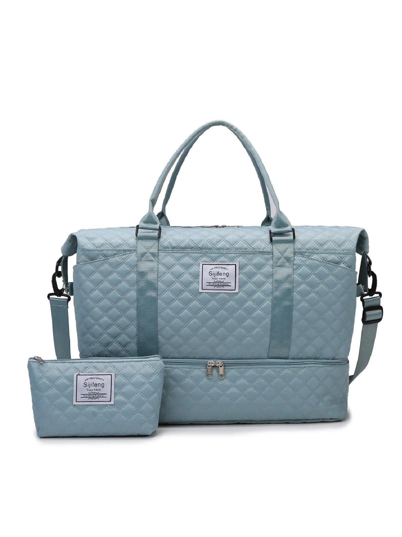 Large Capacity Travel Bag Set, Travel Organizer Bag, Letter Pattern Zipper Travel Bag with Shoe Compartment, Casual Sports Fitness Bag, Travel Essentials Bag, Traveling Bag for Women & Men