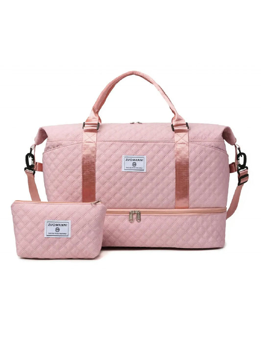 Large Capacity Travel Bag Set, Travel Organizer Bag, Letter Pattern Zipper Travel Bag with Shoe Compartment, Casual Sports Fitness Bag, Travel Essentials Bag, Traveling Bag for Women & Men