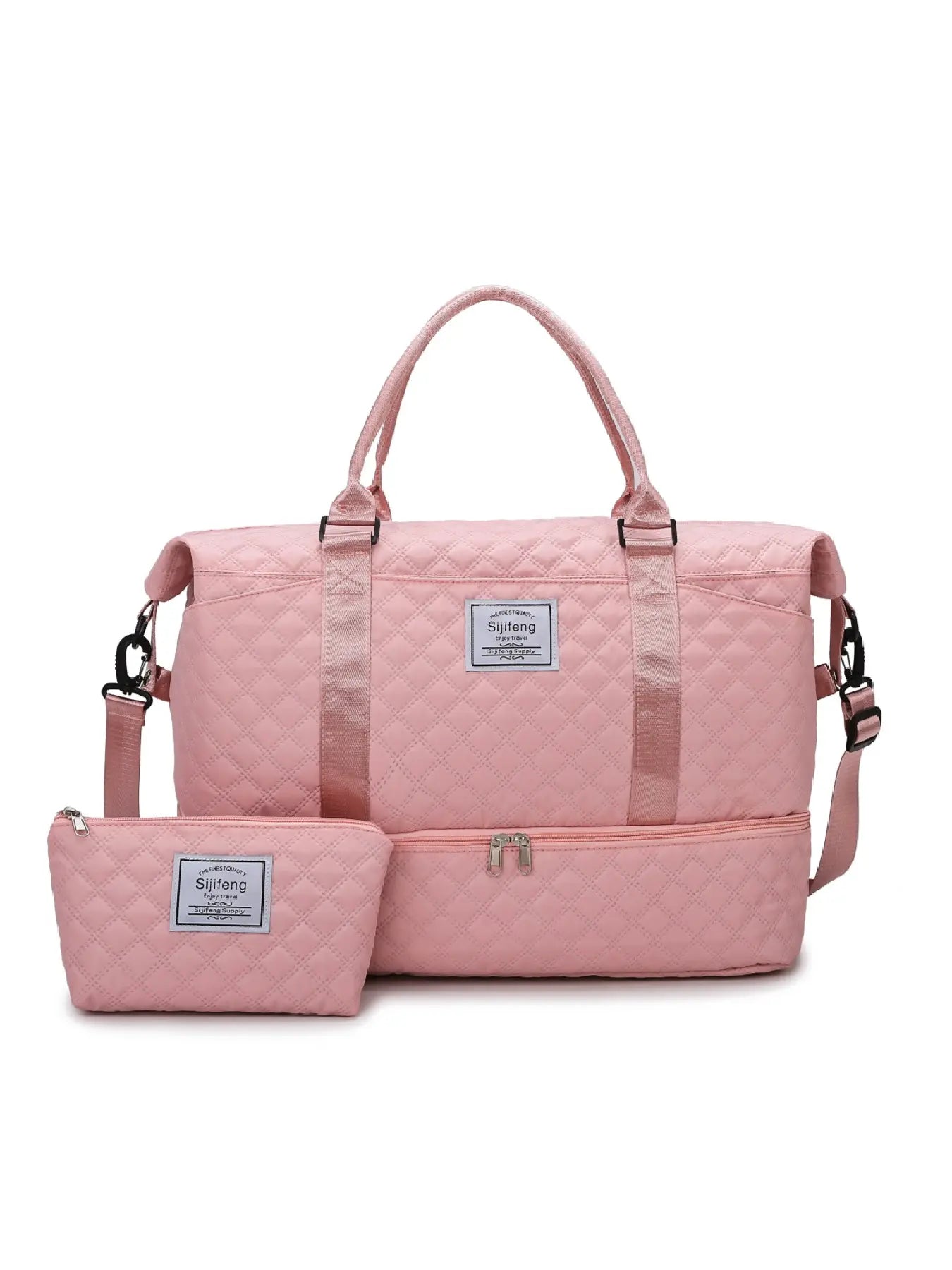 Large Capacity Travel Bag Set, Travel Organizer Bag, Letter Pattern Zipper Travel Bag with Shoe Compartment, Casual Sports Fitness Bag, Travel Essentials Bag, Traveling Bag for Women & Men