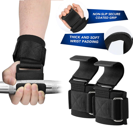 SPORTIC Lifting Hooks & Wrist Straps Set for Men & Women, 1000LB Capacity, Anti-Slip Grip for Powerlifting, Crossfit & Deadlifts