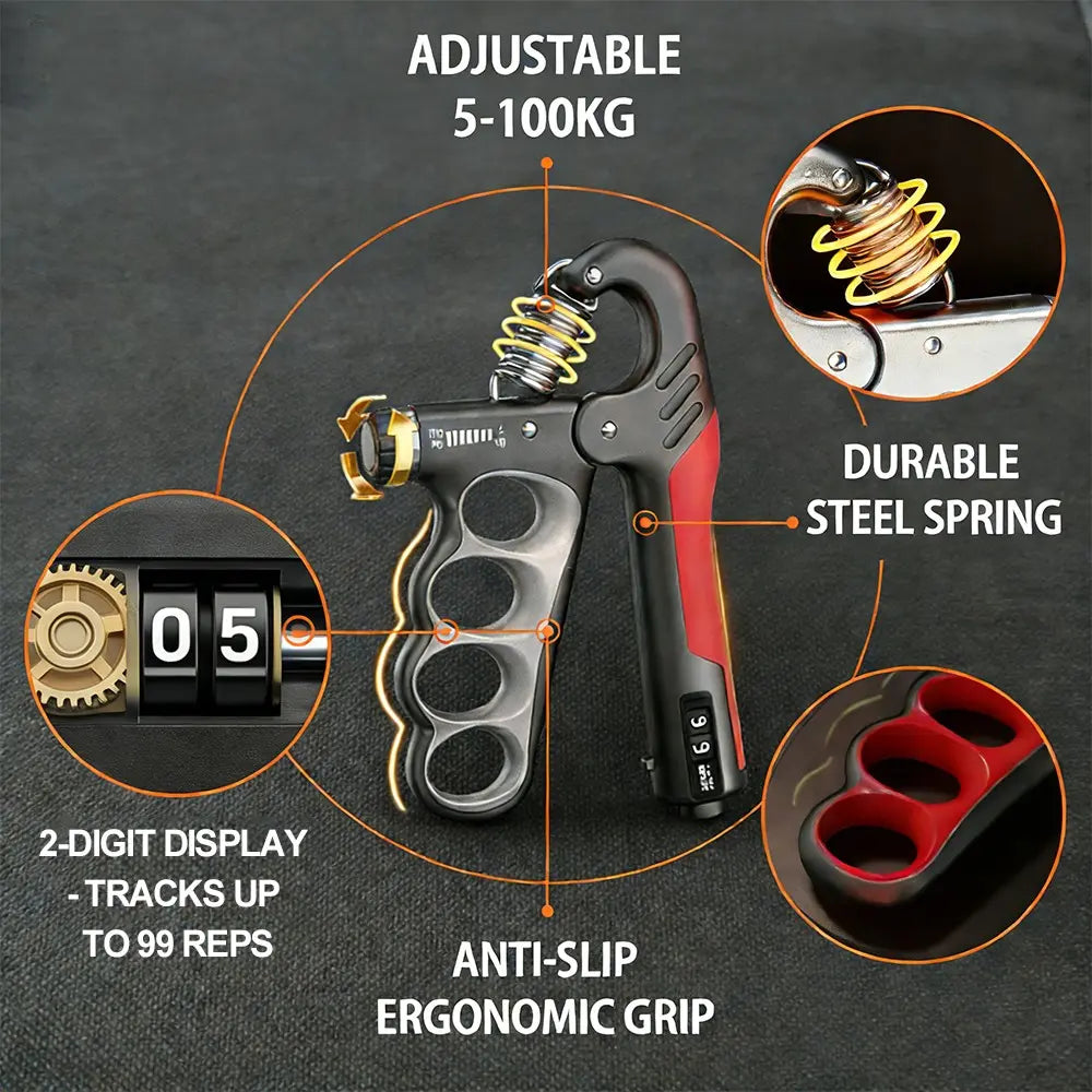 LINGPENG Adjustable Hand Grip Strength Trainer, 1 Count 5-100Kg Hand Grip Strengthener with LCD Display, Forearm Grip Strengthener, Hand Grip Exerciser, Workout Hand Gripper, Hand Strengthening Training Equipment for Home Gym Workout #GLOBAL PICKS