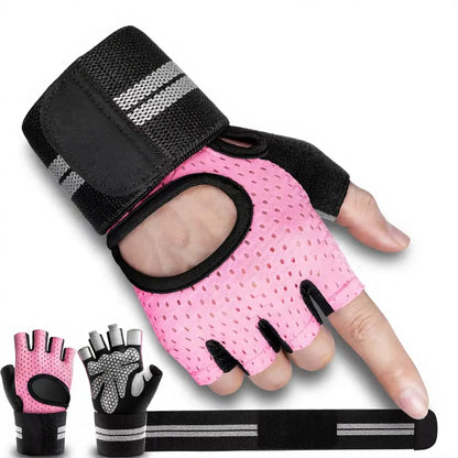 Breathable Workout Gloves for Men Women, Padded Weight Lifting Gloves with Wrist Wraps Support, Full Palm Protection, Grip for Gym Training, Fitness, Weightlifting, Exercise Fingerless V802N