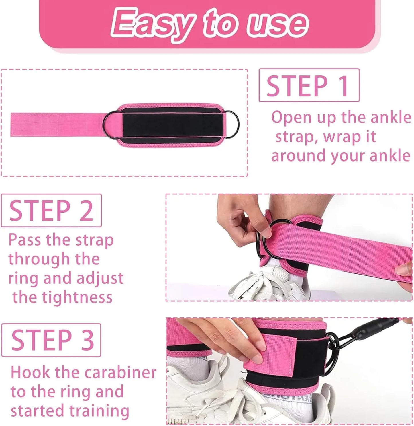 Ankle Resistance Bands with Cuffs, Workout Sets for Women, Resistance Bands for Working Out, Exercise Band for Leg Booty, Home Gym Workout Equipment, Ankle Weights Fitness Band Set Adjustable